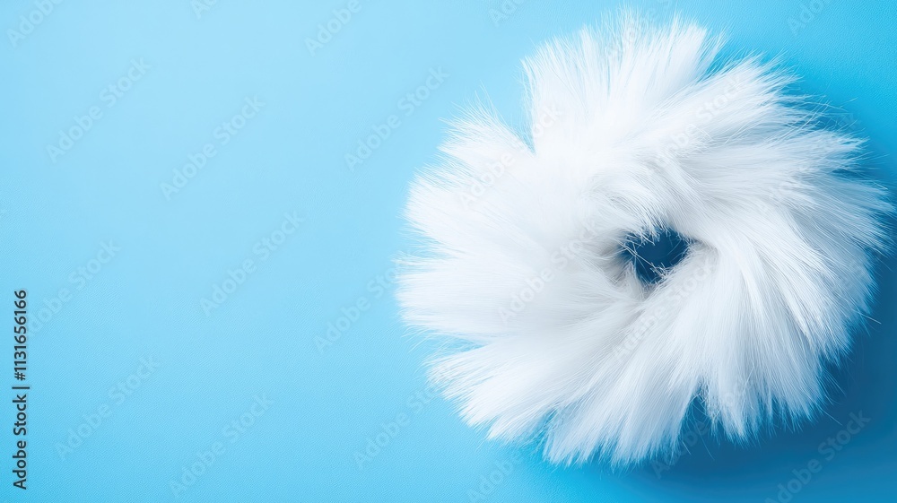 Obraz premium Fluffy white object against blue background, resembling soft, round cloud
