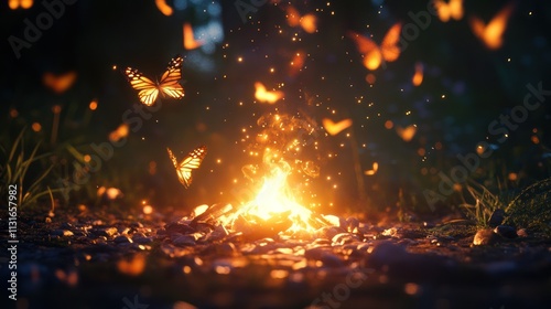 Magical Bonfire with Butterflies