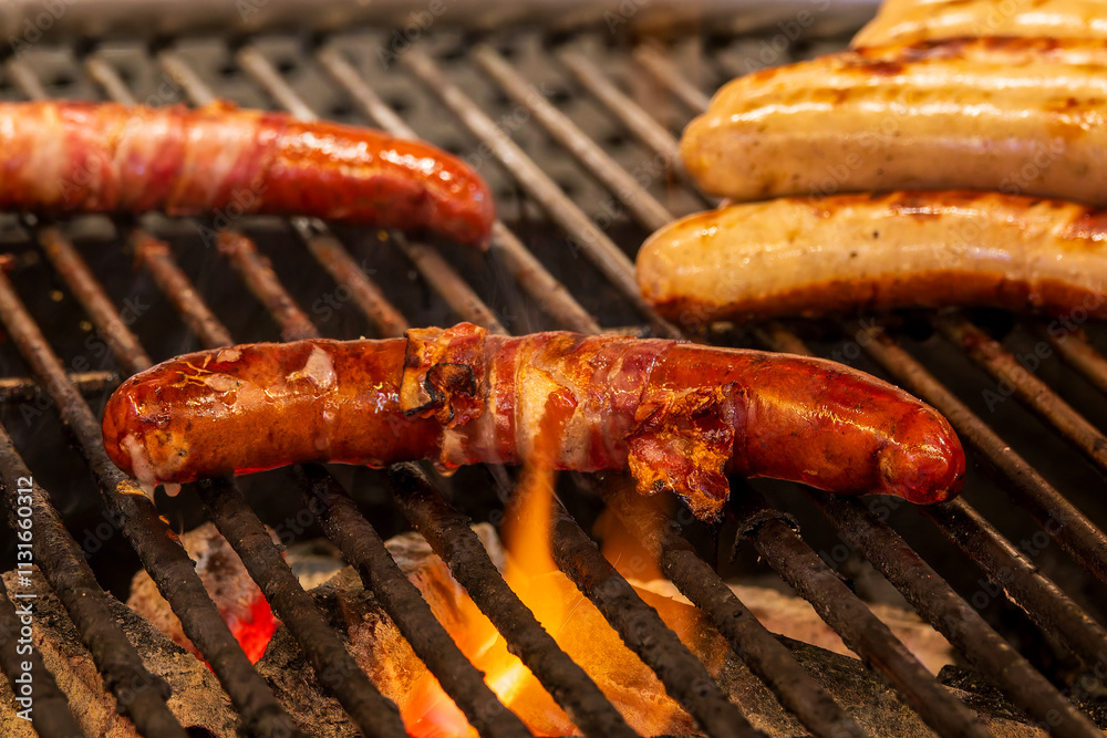 Grilled Sausages on an Open Flame