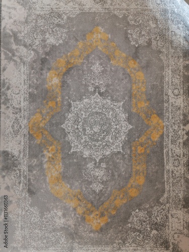 Beige and Cream Floral Carpet with Grey Background