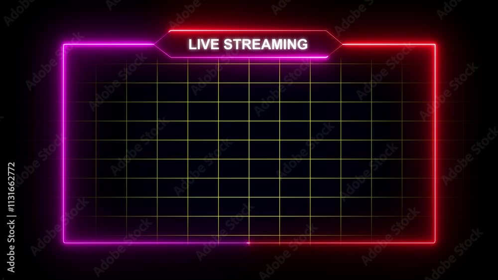 live streaming neon text frame animation box frame neon frame live streaming game live Stream overlay animation for live streaming video Titles 4k