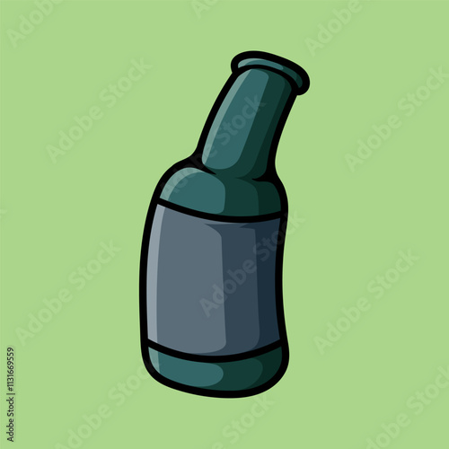 fun cartoon of beer bottle isolated colored drawing line art style sketch classic vintage design illustration