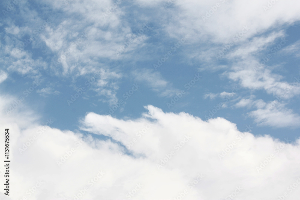 Obraz premium Processed collage Dramatic, blue, cloudy and overcast sky texture. Background for banner, backdrop or texture for 3D mapping