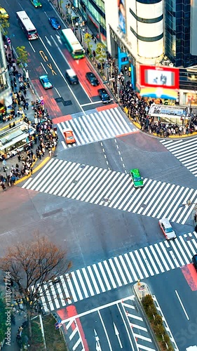 Time Lapse of People Crossing Shibuya Crossing