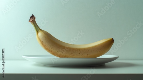 A Single Banana on a White Plate