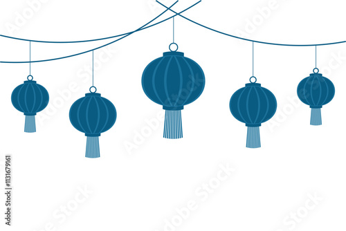 Decorative Chinese lantern drawing. Chinese new year background vector illustration