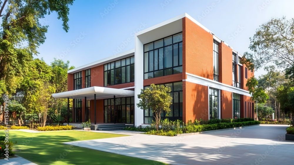 Fototapeta premium View of typical American school building exterior