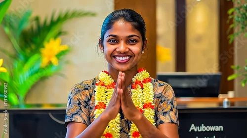 Warm Welcome with Ayubowan Gesture photo