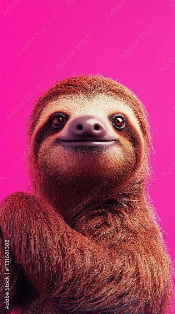 Fototapeta premium Happy sloth portrait. AI.