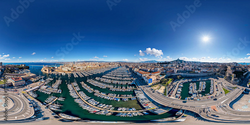 Marseille aerial 360 panorama with Citadelle de Marseille or Fort Saint Nicolas photo