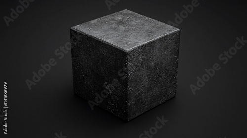 Dark gray cube on black background.