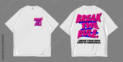 Mockup t-shirt oversize color white front and back design break the rule