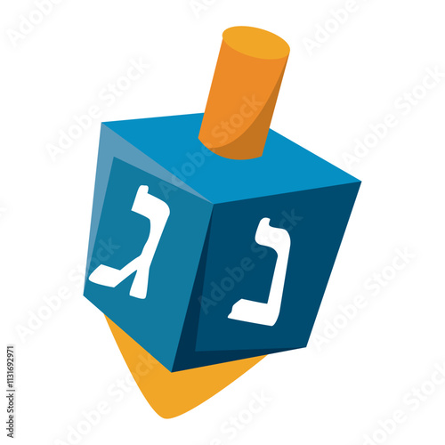 Blue dreidel with Hebrew letters for Hanukkah Vector