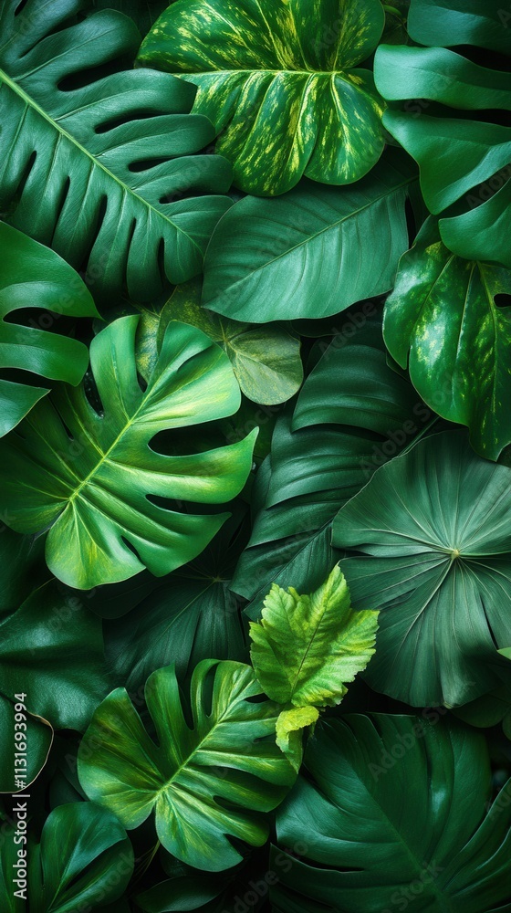 Fototapeta premium A vibrant arrangement of various green leaves showcasing nature's beauty.