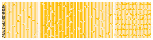 Yellow Pasta Seamless Pattern. Ramen Vector Background. Italian Spaghetti Abstract Texture. Linear Geometric Asian Noodle Illustration. Food Package Graphic Design