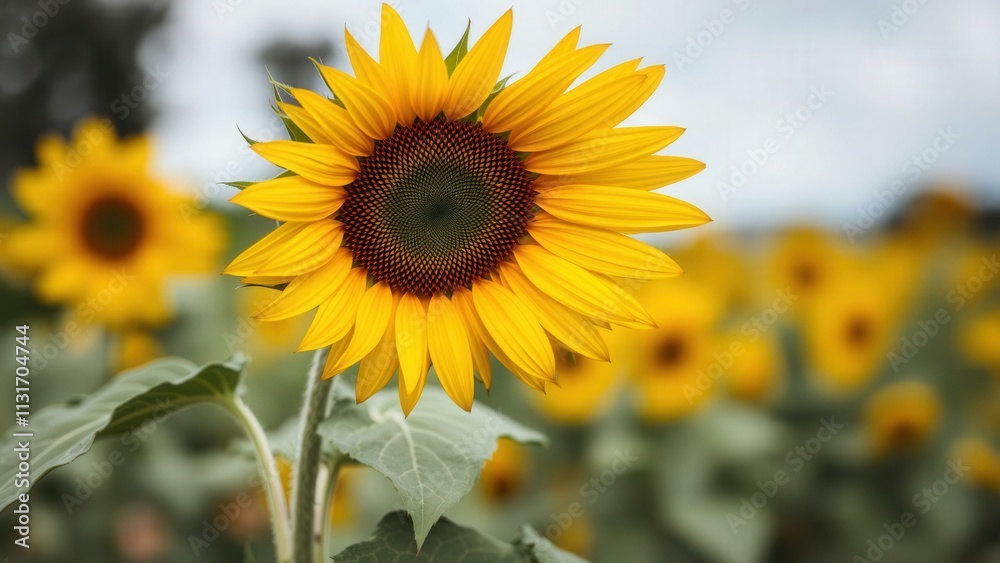 Fototapeta premium Golden Sunflower: A Vibrant and Inspiring Image Perfect for Home Decor, Art Prints, and Nature Lovers