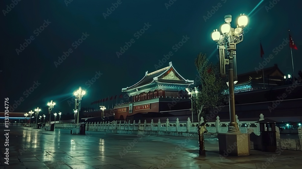 Obraz premium Night view of Chinese culture Tiananmen Square