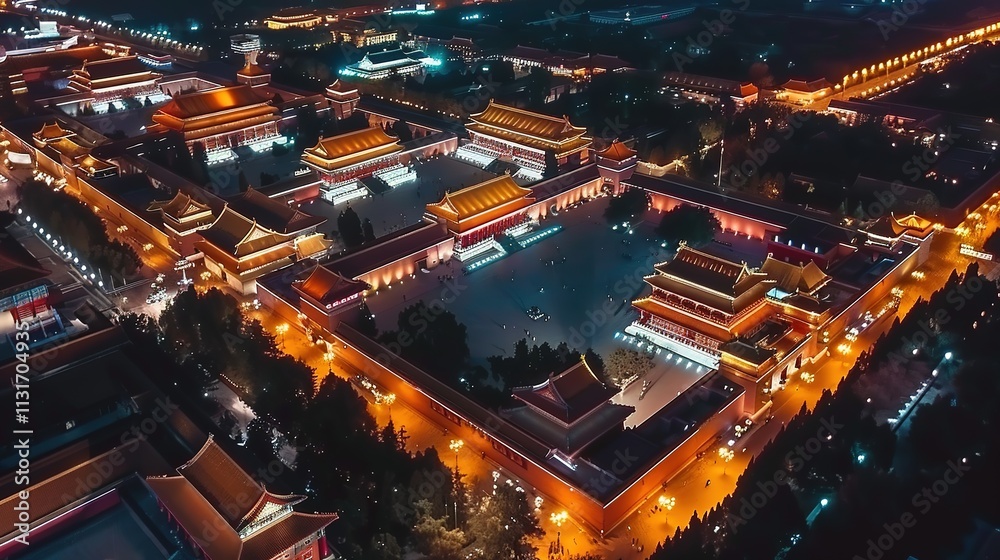 Obraz premium Night view of Chinese culture Tiananmen Square