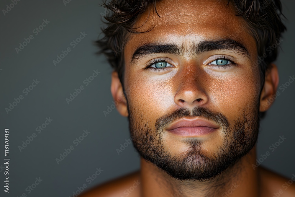 Obraz premium Man with striking blue eyes and beard