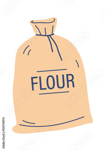 Closed flour sack bag vector illustration photo