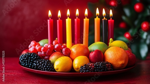 Festive Fruit & Candles Still Life Photography photo