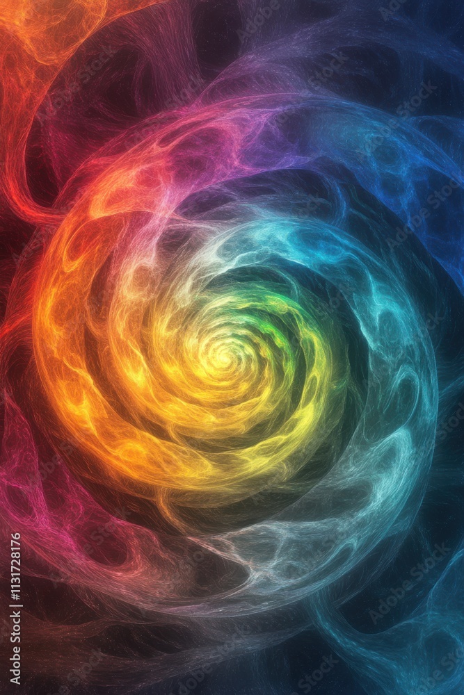 Obraz premium A vibrant spiral of colors, creating a dynamic swirl of energy and light, evoking a sense of motion and wonder.