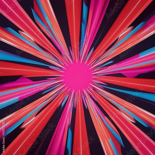 Burst of colorful explosive rays of light, bright illustration background