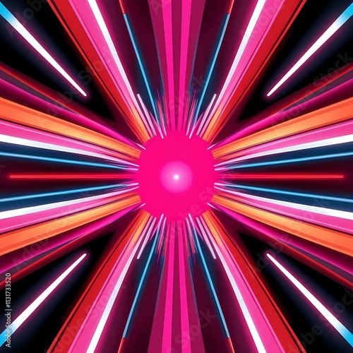 Burst of colorful explosive rays of light, bright illustration background