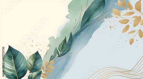Illustration design of flowers and leaves floral design watercolor background