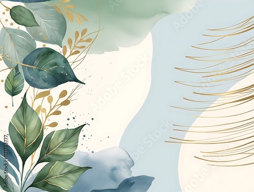 Illustration design of flowers and leaves floral design watercolor background