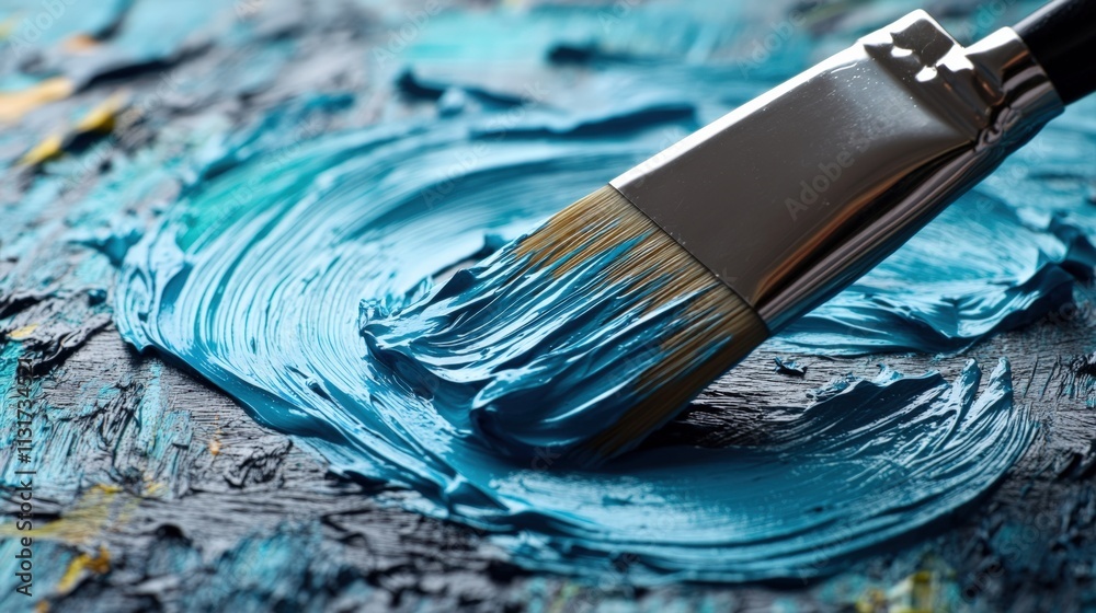 Fototapeta premium Vibrant Blue Acrylic Paint on Palette