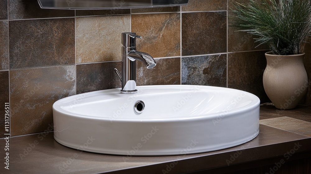 Fototapeta premium Modern High-End Bathroom Sink in Elegant Setting