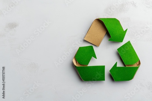 A simple and colorful 2D graphic of a green envelope with a recycling logo, emphasizing eco-friendly themes, on a white canvas photo