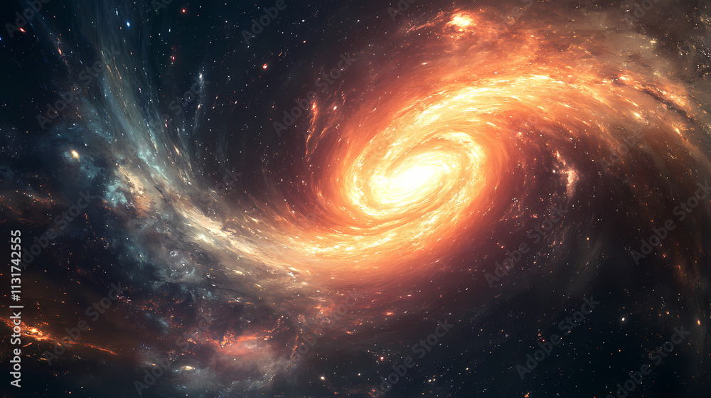 Fototapeta premium 3d cosmic fractal- a mesmerizing three-dimensional cosmic fractal design, evoking the Myst. Illustration