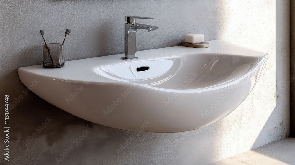 Fototapeta premium Modern Washbasin Design for Contemporary Bathroom