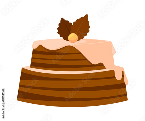Cartoon chocolate holiday cake vector illustration