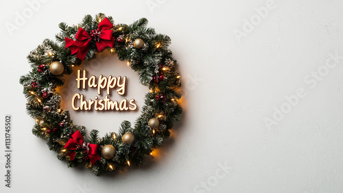 christmas wreath  with the words "happy christmas"