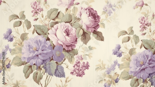 Vintage Floral Pattern with Elegant Roses
