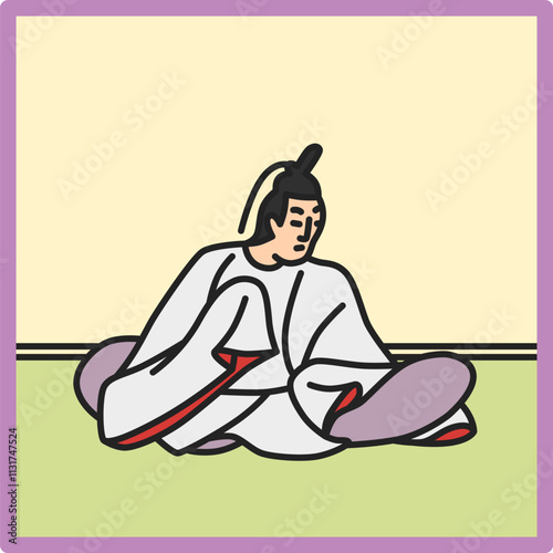 カラー正方形シンプル百人一首　河原左大臣