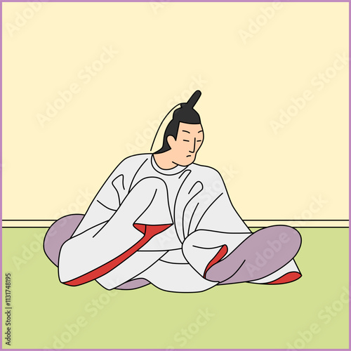 カラー正方形百人一首　河原左大臣