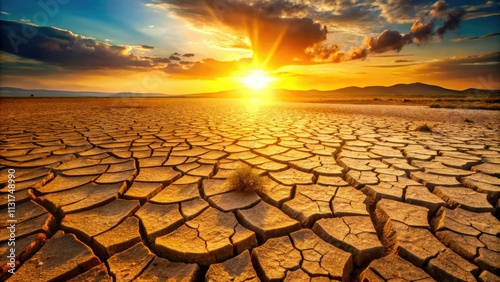 Drought Cracked Earth, Dry Land, Parched Ground, Soil Texture, Arid Landscape,  Desertification, Climate Change,  Environmental Damage,  Cracked Ground Surface,  Dry Season,  Heatwave,  Water Scarcity
