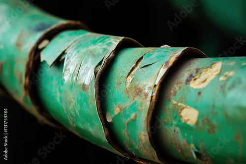 Wallpaper Mural Close-Up of Damaged Green Electrical Extension Cord Wire Torontodigital.ca