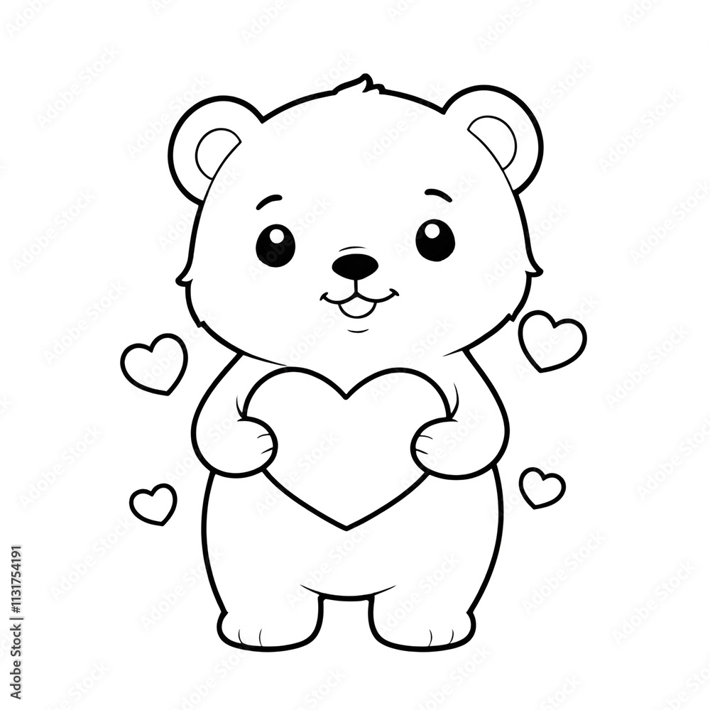Fototapeta premium Adorable coloring page featuring cute animals. Perfect for kids' activity books, educational materials, and creative projects