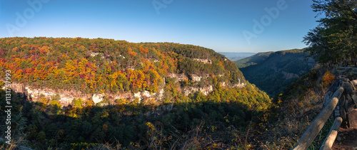 Panoramic view of Cloudland Canyon gorge in the peak of Fall Season