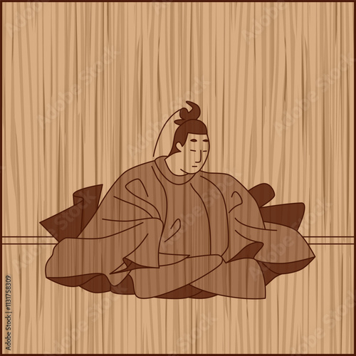 木彫り風正方形百人一首　光孝天皇
