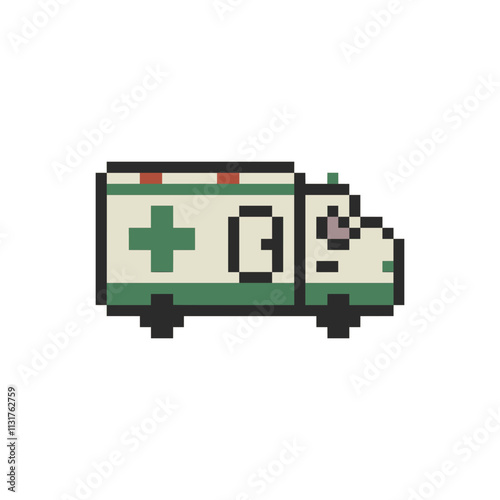 ambulance medical vehicle pixel art