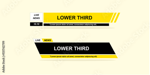 Graphic set of lower thirds digital from abstract shapes for broadcast live name media video streaming. vector design.