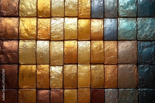 luxurious gold metal palette swatches arranged artistically shimmering in soft lighting creating an elegant and rich visual experience with gradients from deep gold to light yellow hues photo