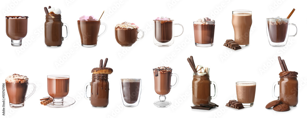 custom made wallpaper toronto digitalSet of sweet hot chocolate on white background
