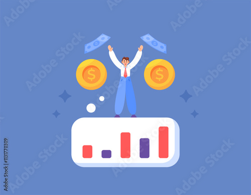 concept of benefits and bonuses for employees. getting awards or prizes for good performance. illustration of a worker or employee getting money from the boss. flat style design. elements